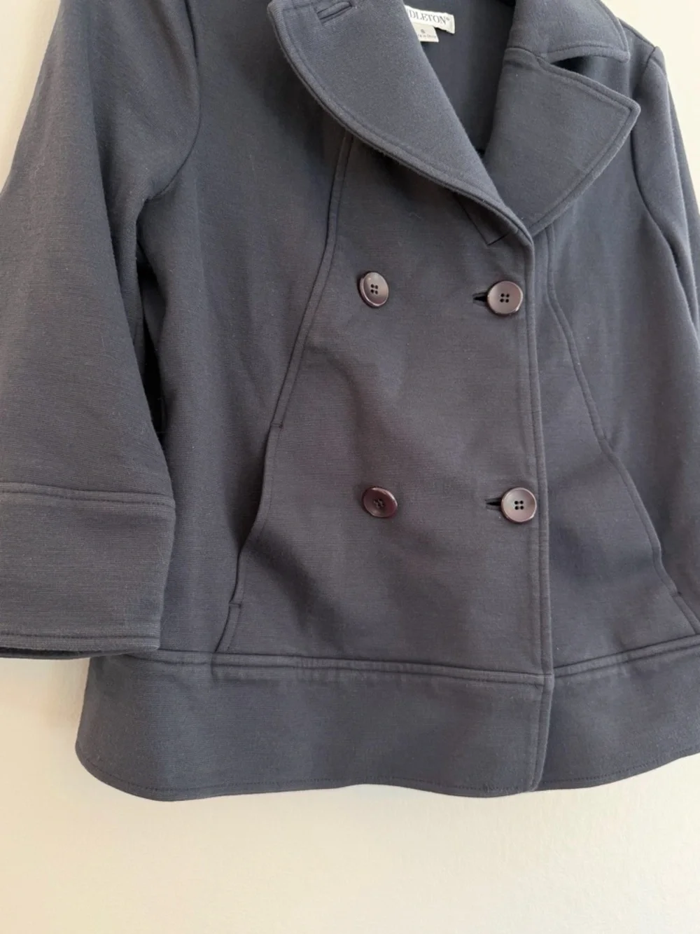 Pendleton Navy Double Breasted Jacket Size 6 Stretch Blazer